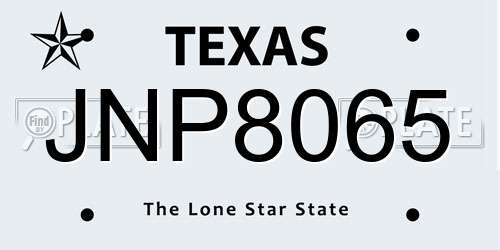 JNP8065 Texas License Plate