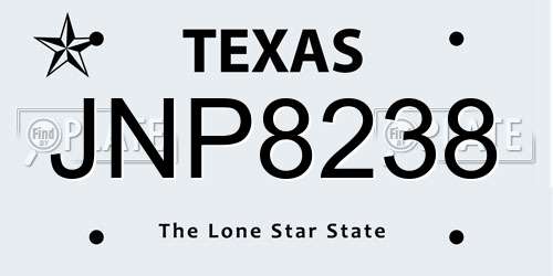 JNP8238 Texas License Plate