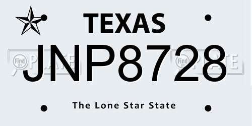 JNP8728 Texas License Plate