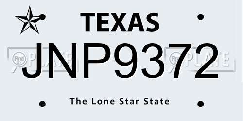 JNP9372 Texas License Plate