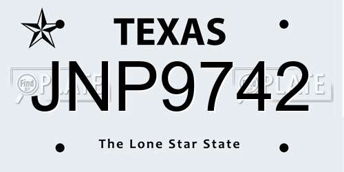 JNP9742 Texas License Plate