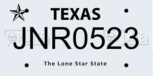 JNR0523 Texas License Plate