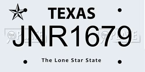 JNR1679 Texas License Plate
