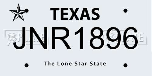 JNR1896 Texas License Plate
