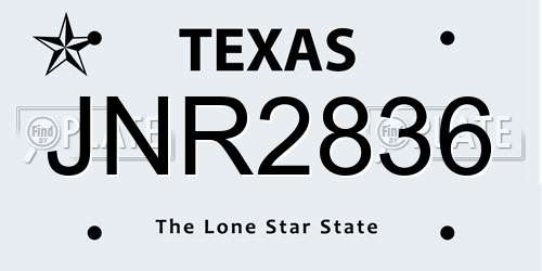 JNR2836 Texas License Plate