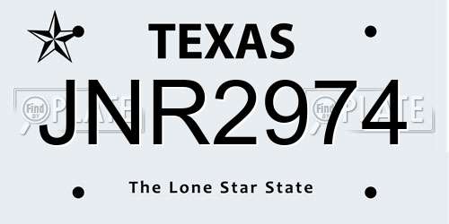 JNR2974 Texas License Plate