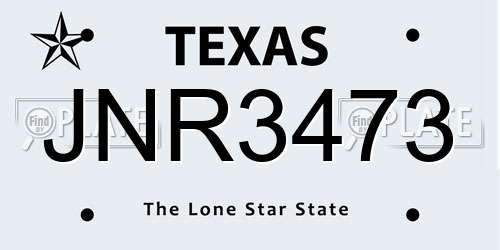 JNR3473 Texas License Plate