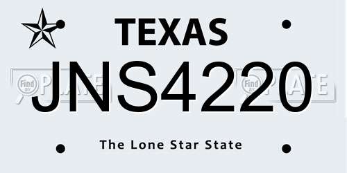 JNS4220 Texas License Plate