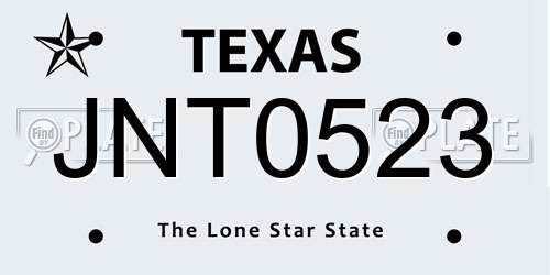 JNT0523 Texas License Plate