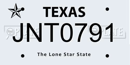 JNT0791 Texas License Plate