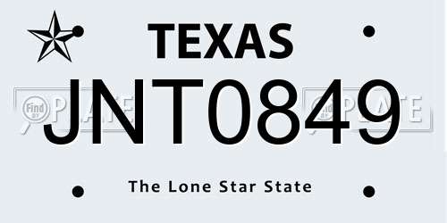 JNT0849 Texas License Plate