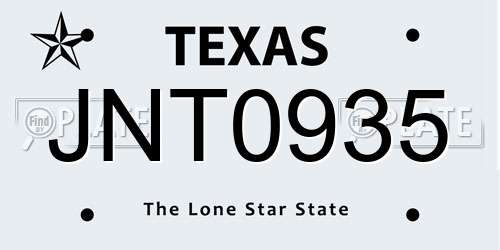 JNT0935 Texas License Plate