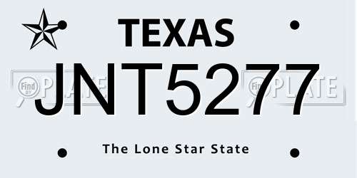 JNT5277 Texas License Plate