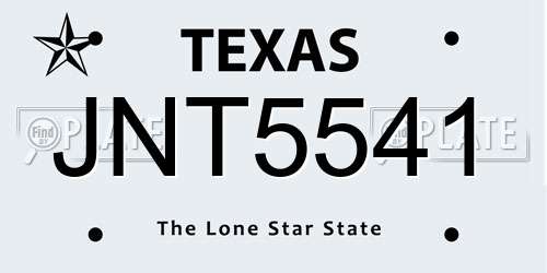 JNT5541 Texas License Plate