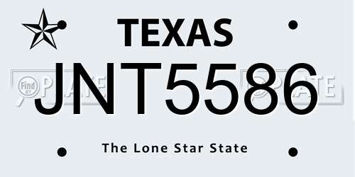 JNT5586 Texas License Plate