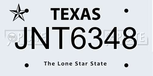 JNT6348 Texas License Plate