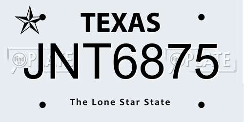 JNT6875 Texas License Plate