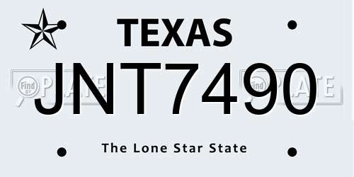 JNT7490 Texas License Plate