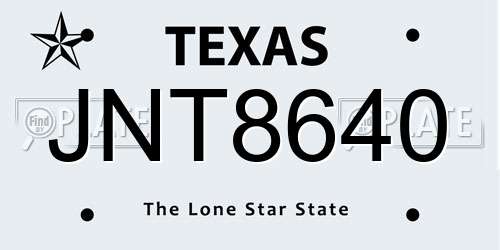 JNT8640 Texas License Plate