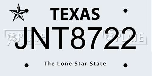 JNT8722 Texas License Plate