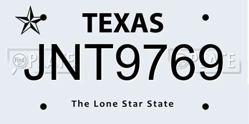 JNT9769 Texas License Plate