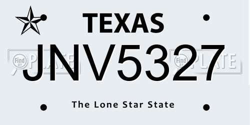 JNV5327 Texas License Plate