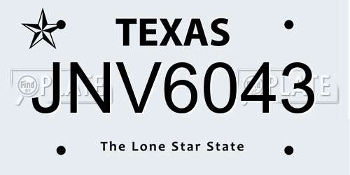 JNV6043 Texas License Plate