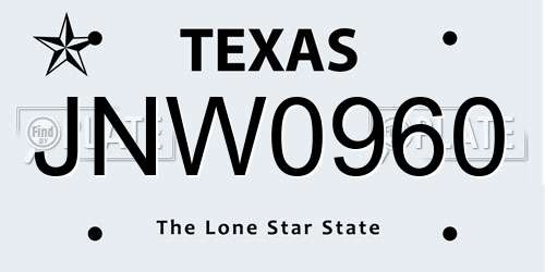 JNW0960 Texas License Plate