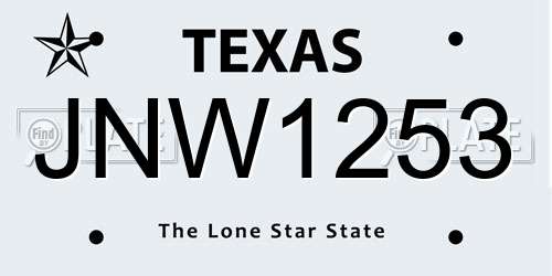 JNW1253 Texas License Plate