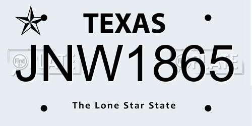 JNW1865 Texas License Plate