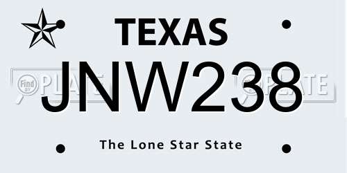 JNW238 Texas License Plate