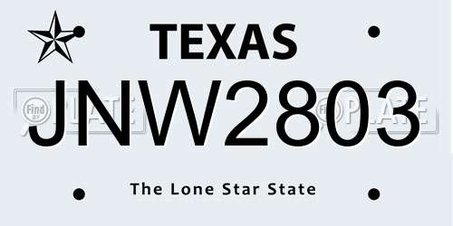 JNW2803 Texas License Plate