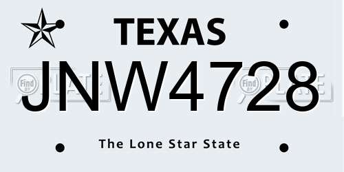 JNW4728 Texas License Plate