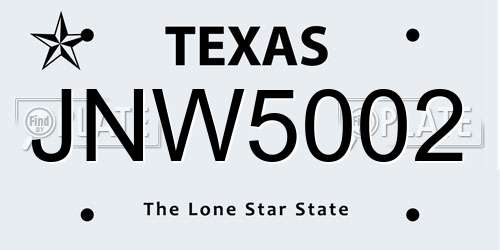 JNW5002 Texas License Plate