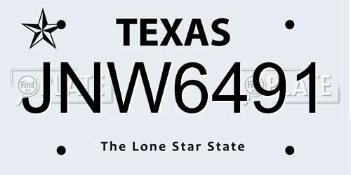 JNW6491 Texas License Plate