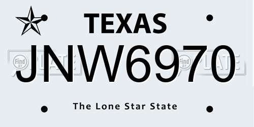 JNW6970 Texas License Plate