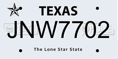 JNW7702 Texas License Plate