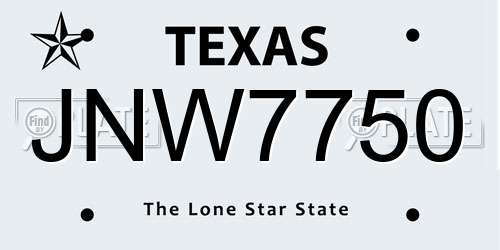 JNW7750 Texas License Plate
