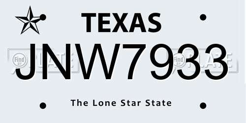 JNW7933 Texas License Plate