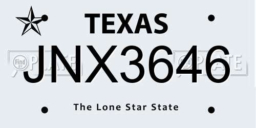 JNX3646 Texas License Plate