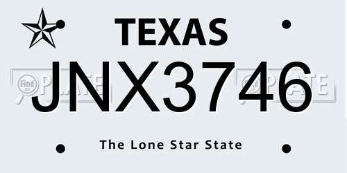 JNX3746 Texas License Plate