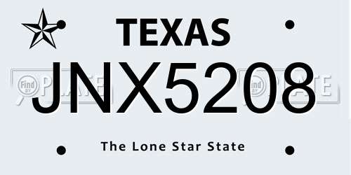 JNX5208 Texas License Plate