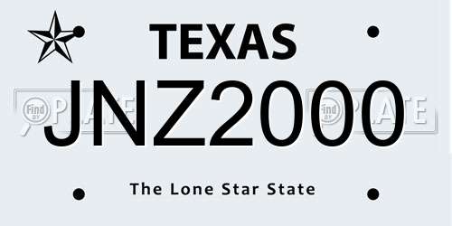 JNZ2000 Texas License Plate