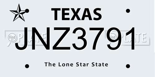 JNZ3791 Texas License Plate