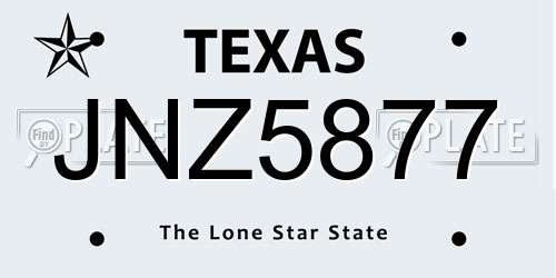 JNZ5877 Texas License Plate