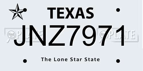 JNZ7971 Texas License Plate