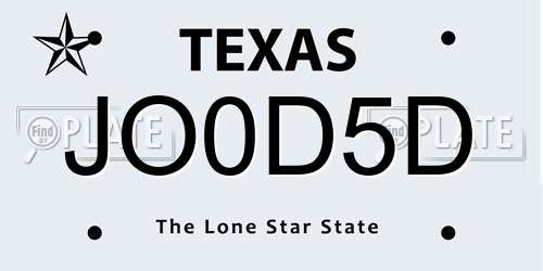 JO0D5D Texas License Plate