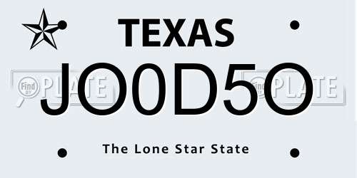 JO0D5O Texas License Plate