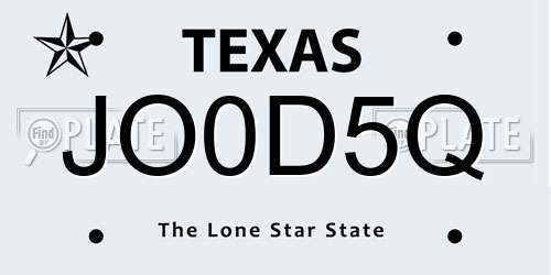 JO0D5Q Texas License Plate