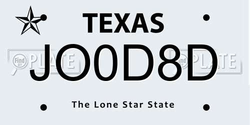 JO0D8D Texas License Plate